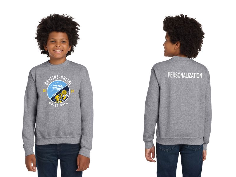 Youth Cotton Crewneck Sweatshirt- Navy, White, Sport Grey