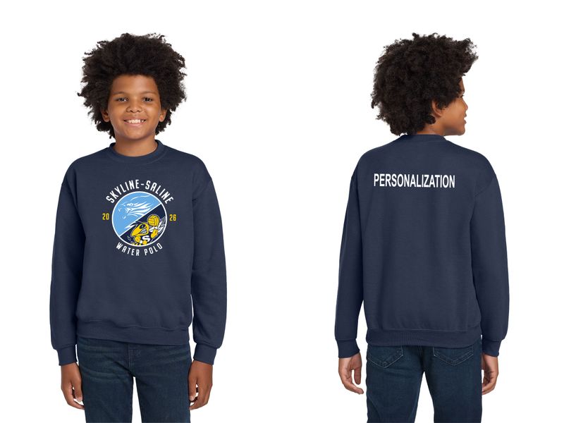 Youth Cotton Crewneck Sweatshirt- Navy, White, Sport Grey