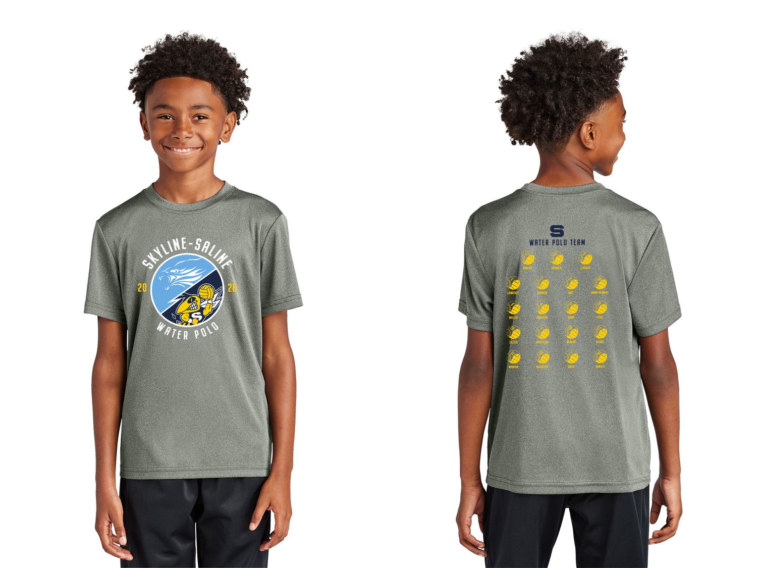 Youth Short Sleeve Performance Tee- Navy, White, Grey Youth Short Sleeve Performance Tee- Navy, White, Grey