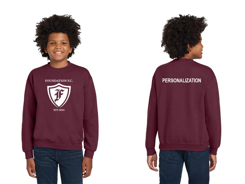 Youth Cotton Crewneck Sweatshirt- Maroon, Black, Sport Grey