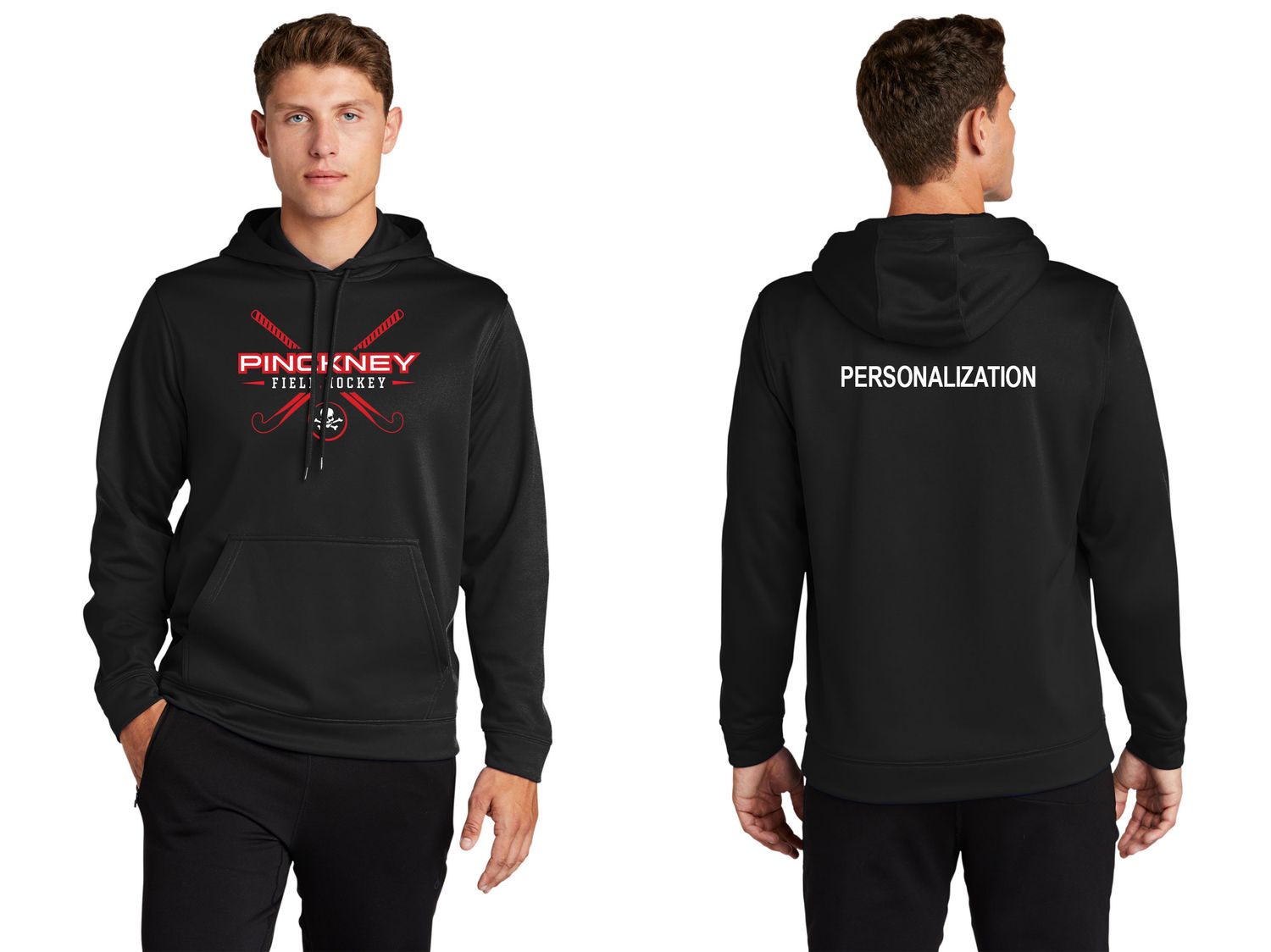 Adult Performance Hooded Sweatshirt- Black, Red