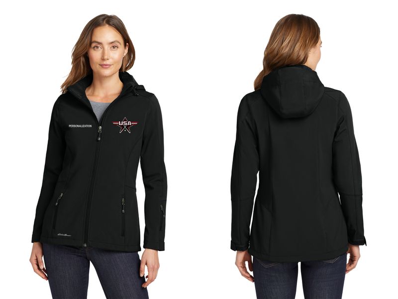 Eddie Bauer Women's Hooded Soft Shell Parka-Navy, Black
