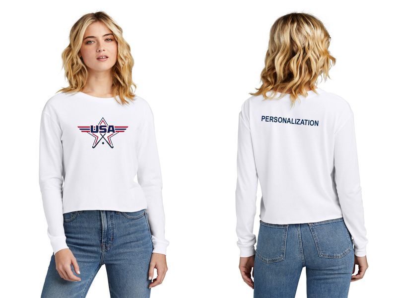 District Women’s Perfect Tri Midi Long Sleeve Tee- Black, White