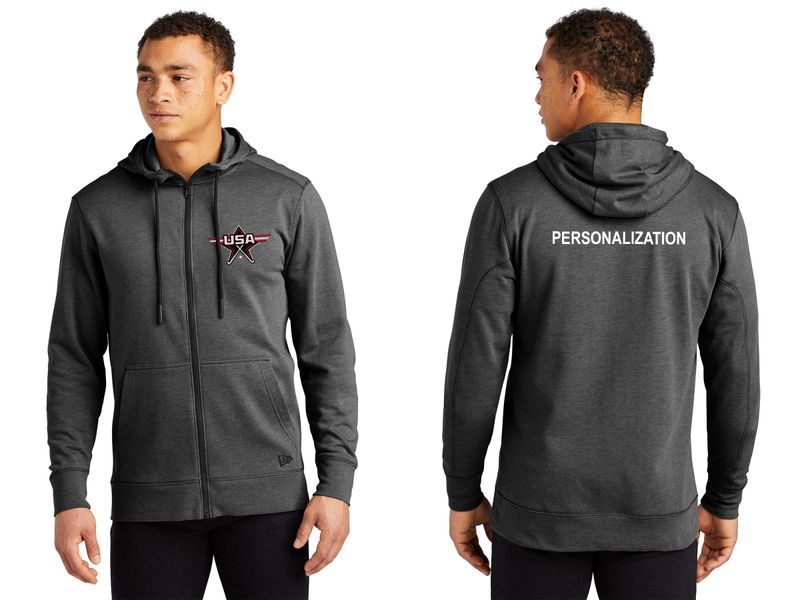 New Era Tri-Blend Fleece Full-Zip Hoodie- Black Heather, Navy Heather