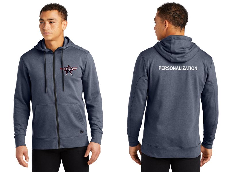 New Era Tri-Blend Fleece Full-Zip Hoodie- Black Heather, Navy Heather