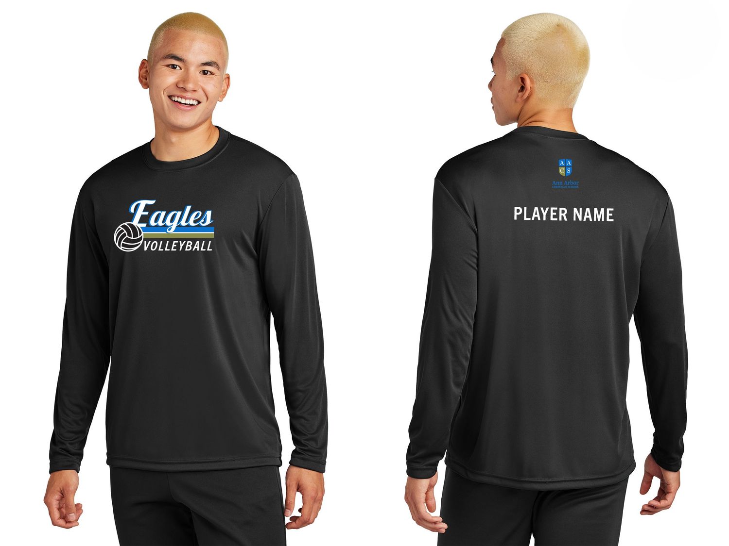 Volleyball Warm Up Shirt: Long Sleeve Performance (Adult & Youth sizes)-Black Volleyball Warm Up Shirt: Long Sleeve Performance (Adult & Youth sizes)-Black