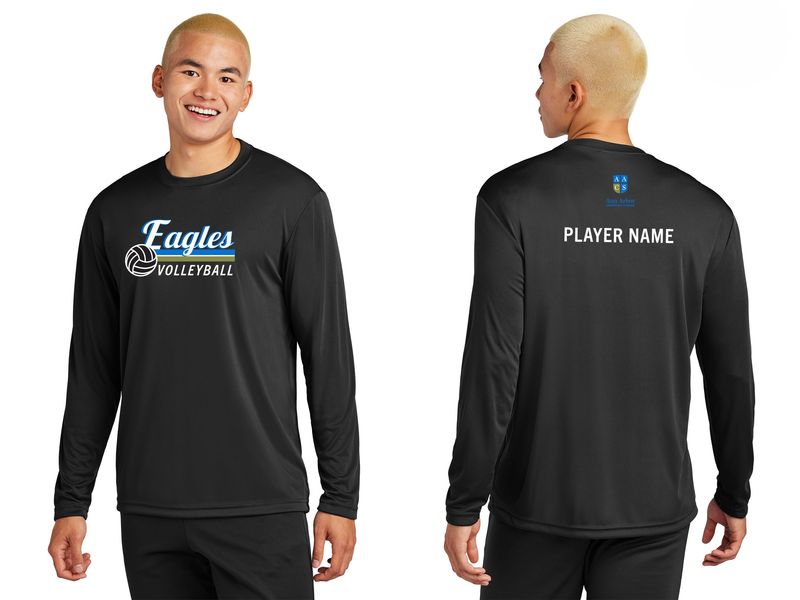 Volleyball Warm Up Shirt: Long Sleeve Performance (Adult & Youth sizes)-Black