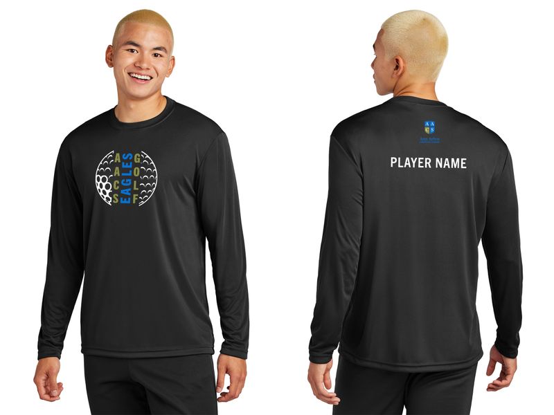 Golf Warm Up Shirt: Long Sleeve Performance (Adult & Youth sizes)- Black