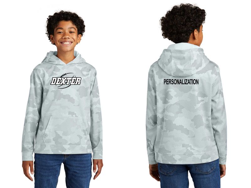 Youth Camo-Hex Fleece Hooded Pullover-White Youth Camo-Hex Fleece Hooded Pullover-White