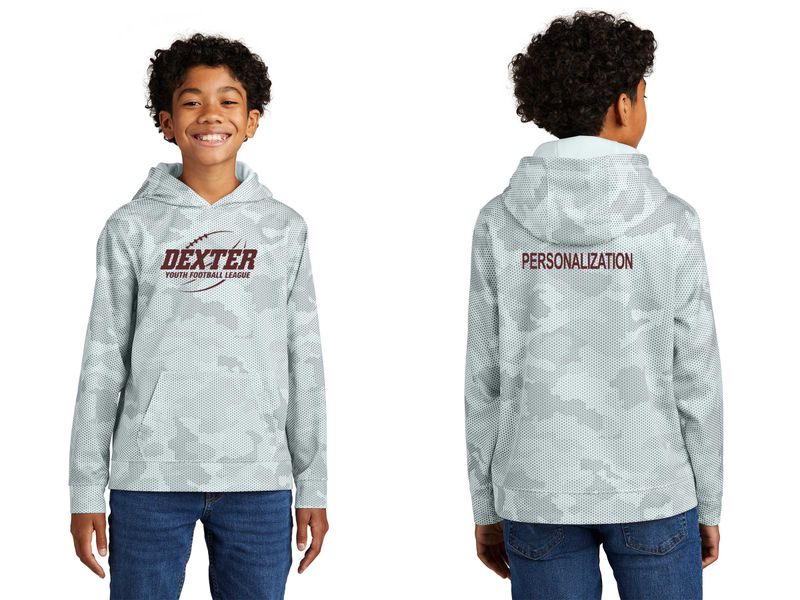 Youth Camo-Hex Fleece Hooded Pullover-White Youth Camo-Hex Fleece Hooded Pullover-White