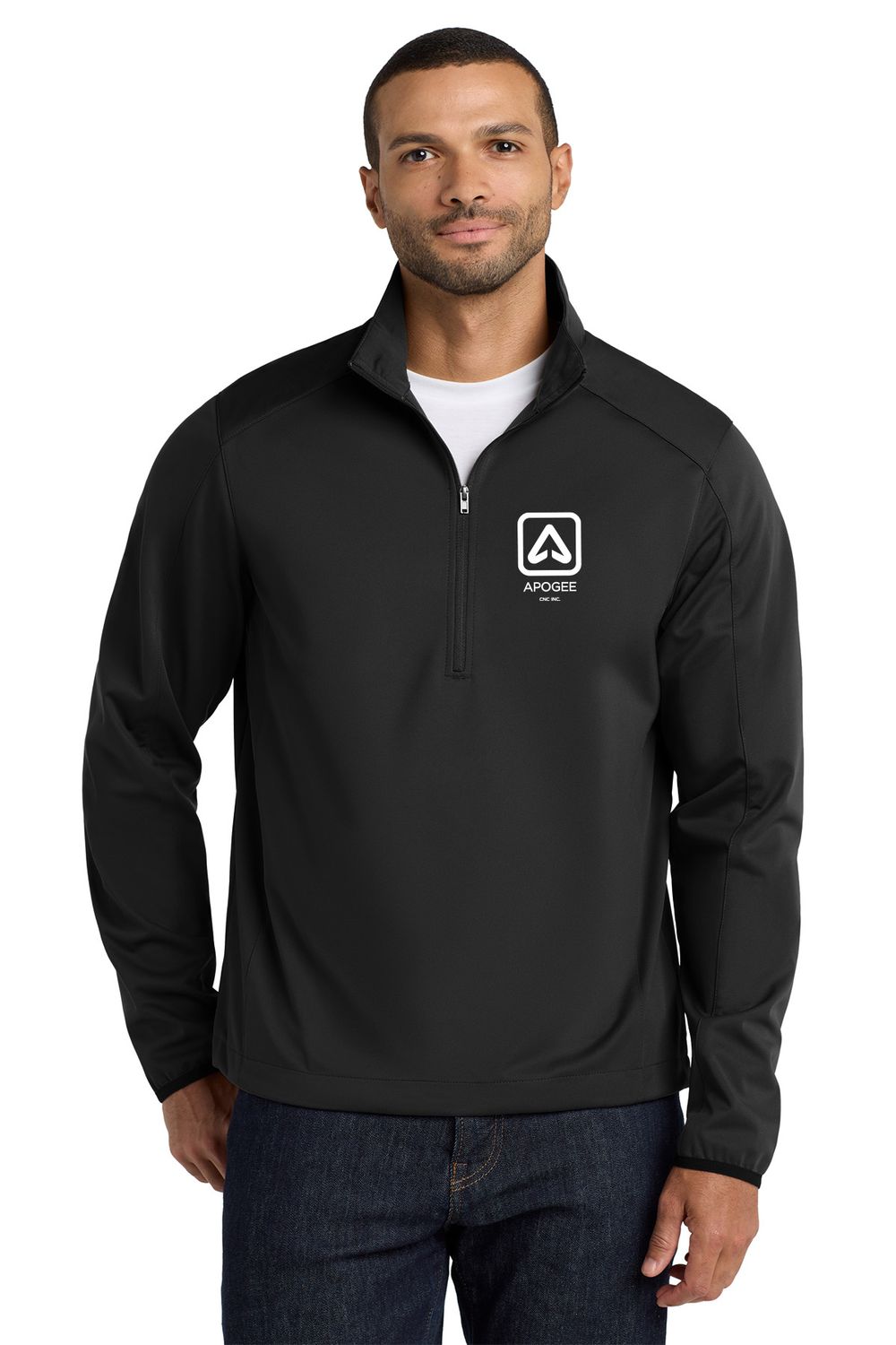 Port Authority Active 1/2 Zip Soft Shell Jacket- Deep Black, Grey Steel, Navy