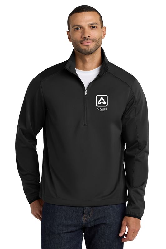 Port Authority Active 1/2 Zip Soft Shell Jacket- Deep Black, Grey Steel, Navy