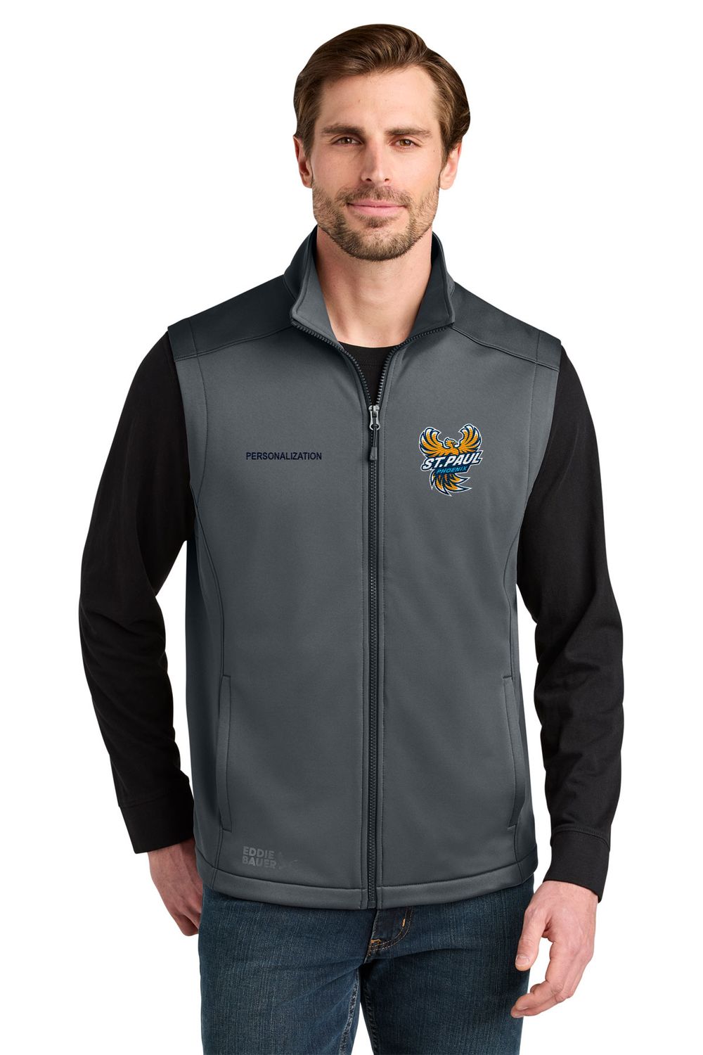 Eddie Bauer Smooth Mid Layer Fleece Vest- Navy, Grey Eddie Bauer Smooth Mid Layer Fleece Vest- Navy, Grey