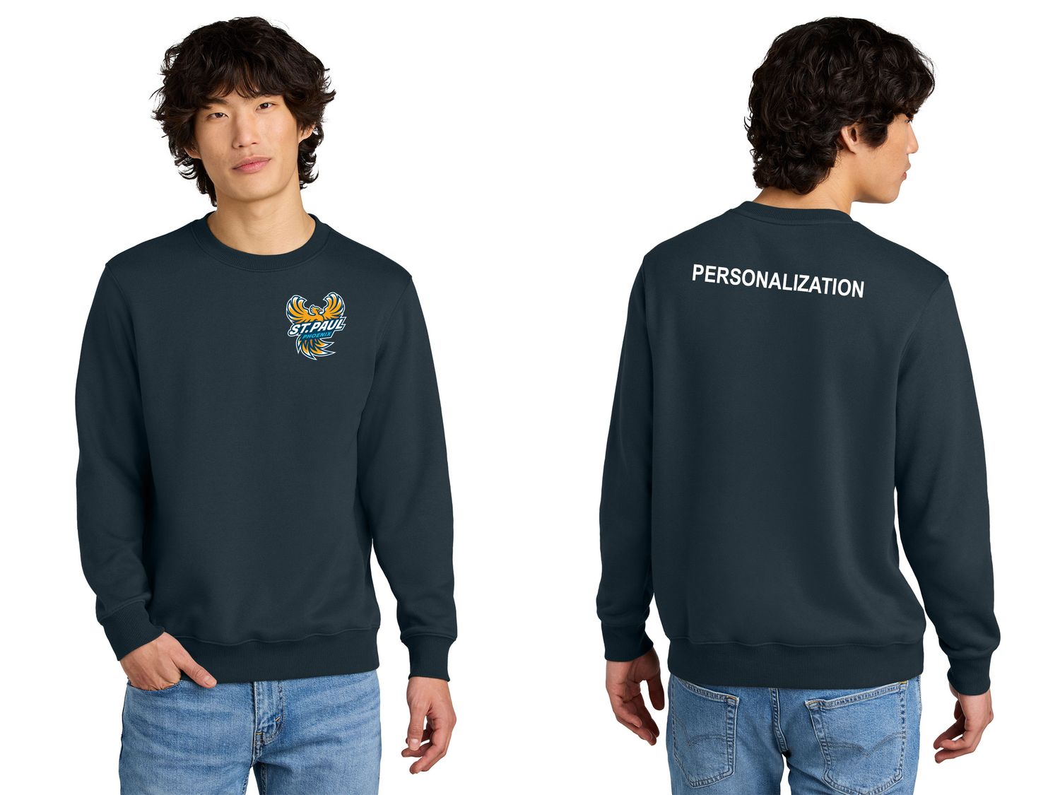 District Perfect Weight Fleece Crew- Navy, Steel Grey District Perfect Weight Fleece Crew- Navy, Steel Grey