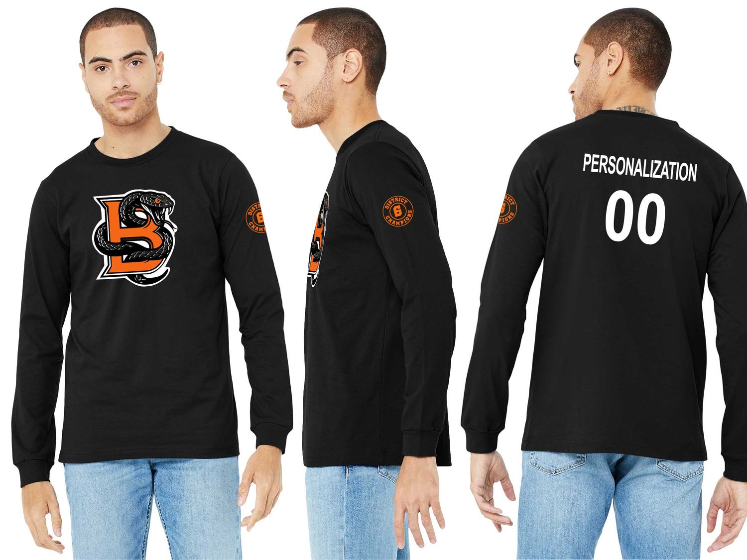 Adult Soft Cotton Long Sleeve T-Shirt- Black