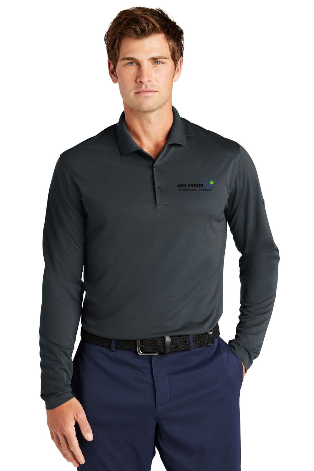 Nike Dri-FIT Micro Pique 2.0 Long sleeve Polo- Black, Grey