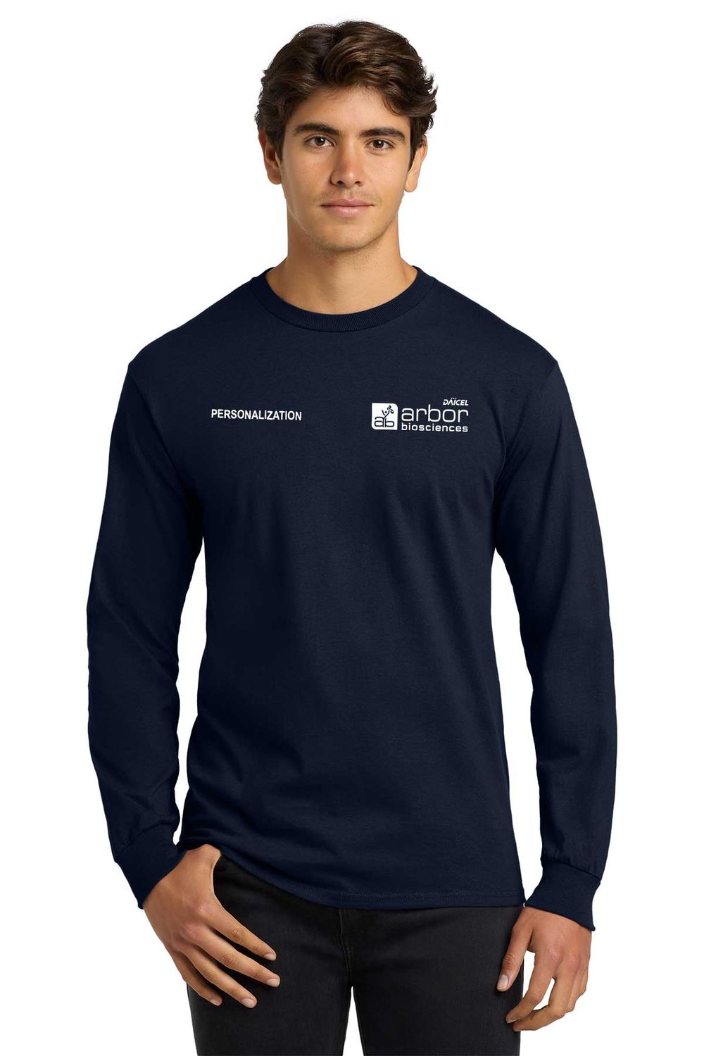 Basic Cotton Long Sleeve T-Shirt- Navy, Sport Grey