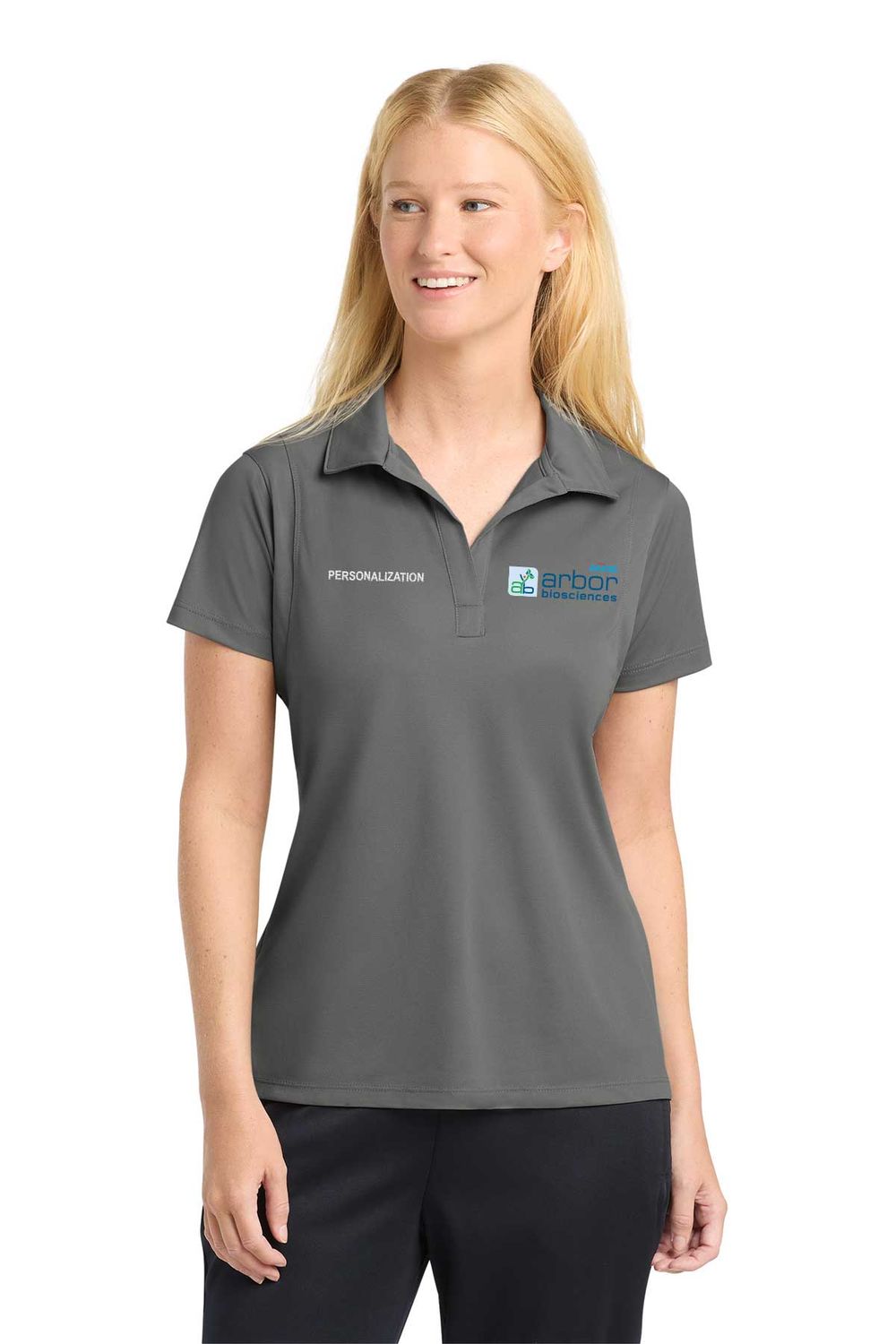Ladies Micropique Performance Polo-Navy, Grey