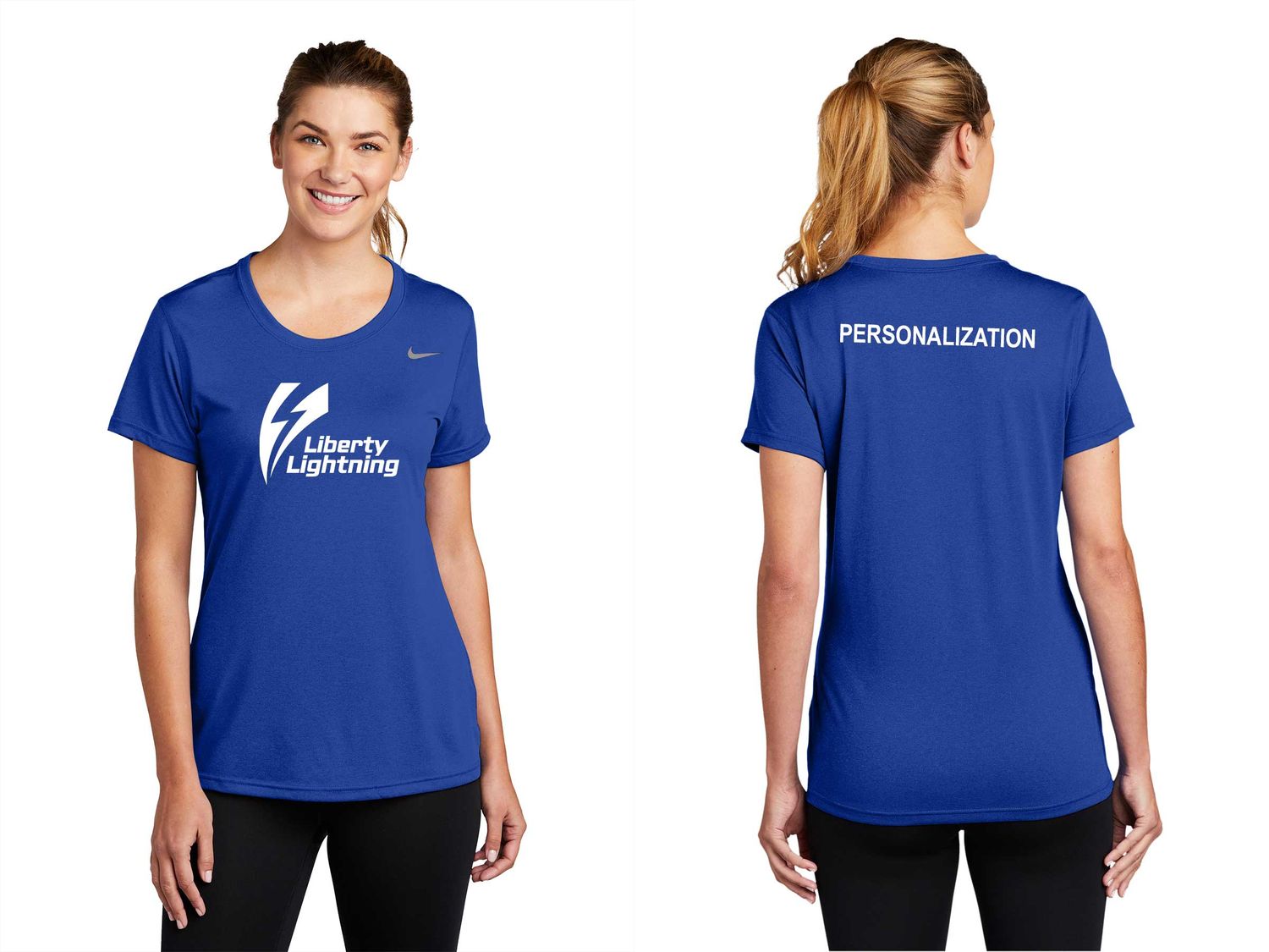 Ladies Nike Legend Tee- Royal, White