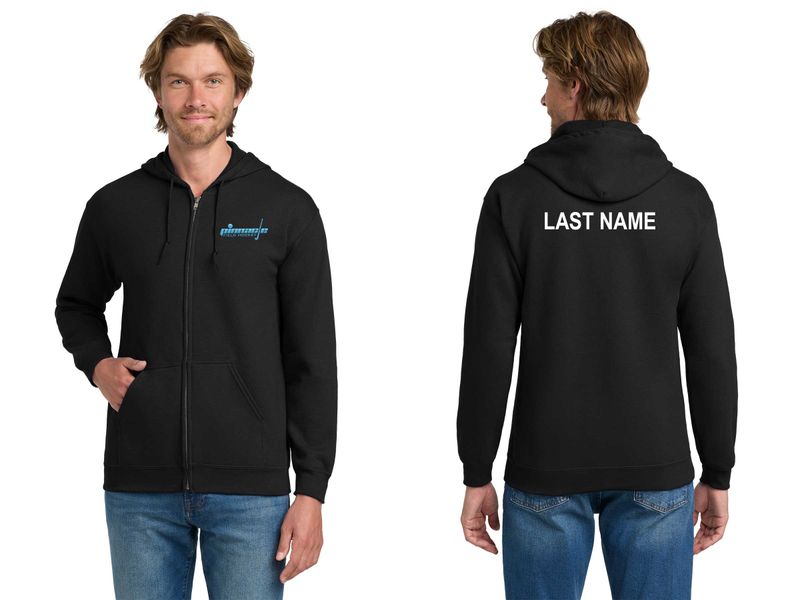 Adult Heavy Cotton Full Zip Hood - Black, White, Sport Grey, Carolina Blue
