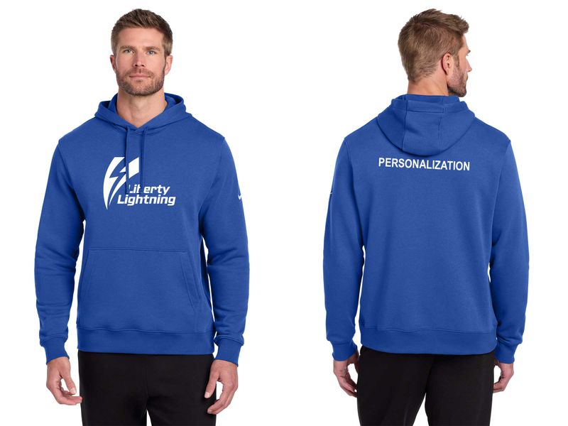 Adult Nike Club Fleece Pullover Hoodie- Royal, White