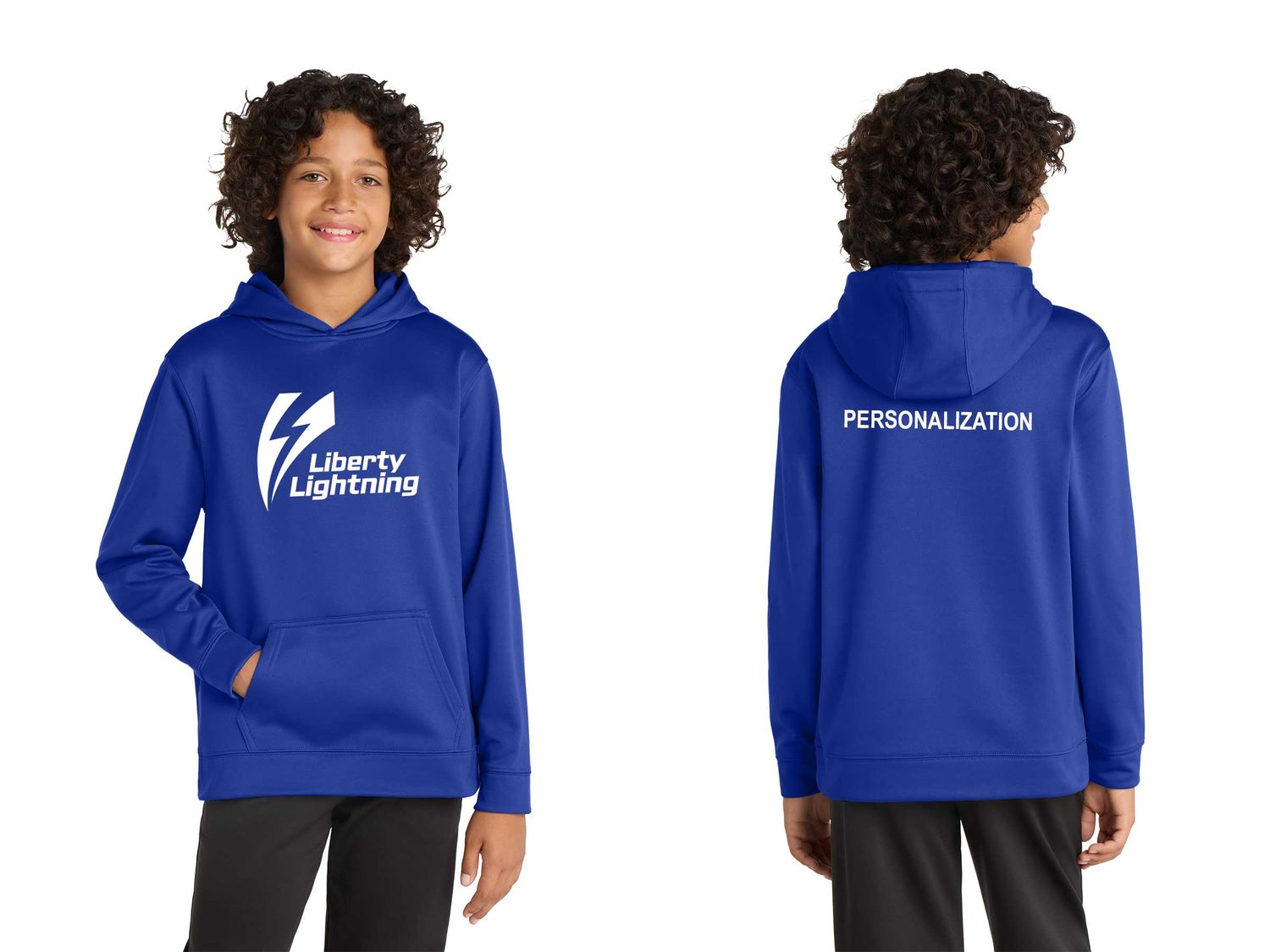 Youth Performance Fleece Hooded Pullover -Royal, Black
