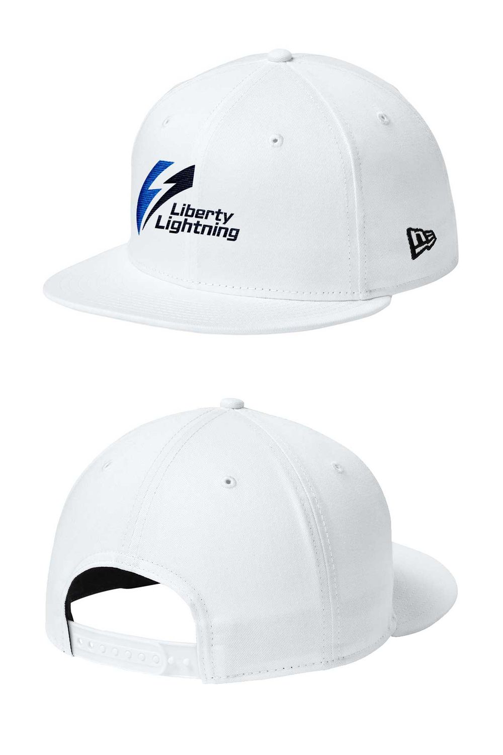 New Era Flat Bill Snapback Cap- Royal, White, Black