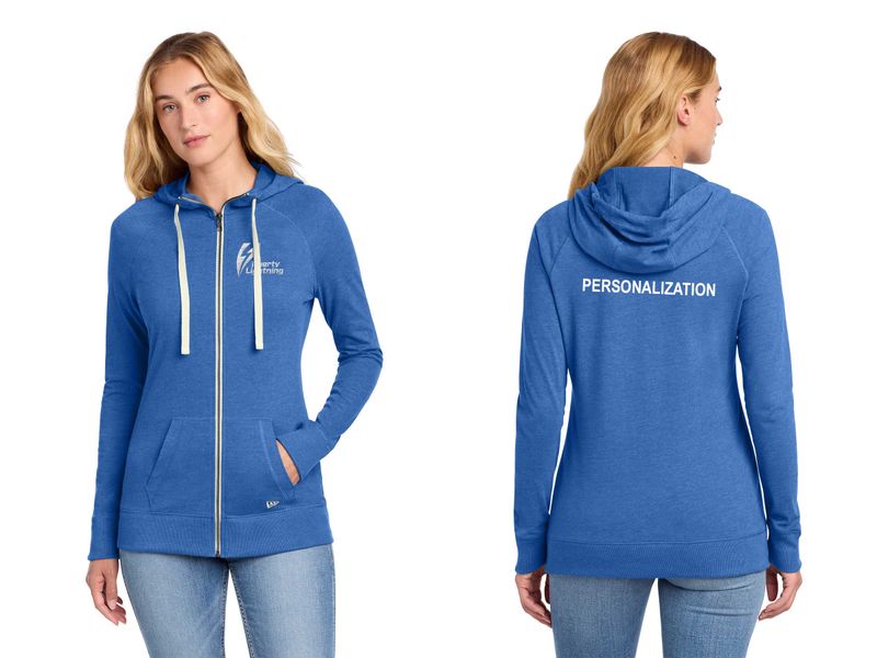 Ladies Sueded Cotton Blend Full-Zip Hoodie-Black, Royal, White