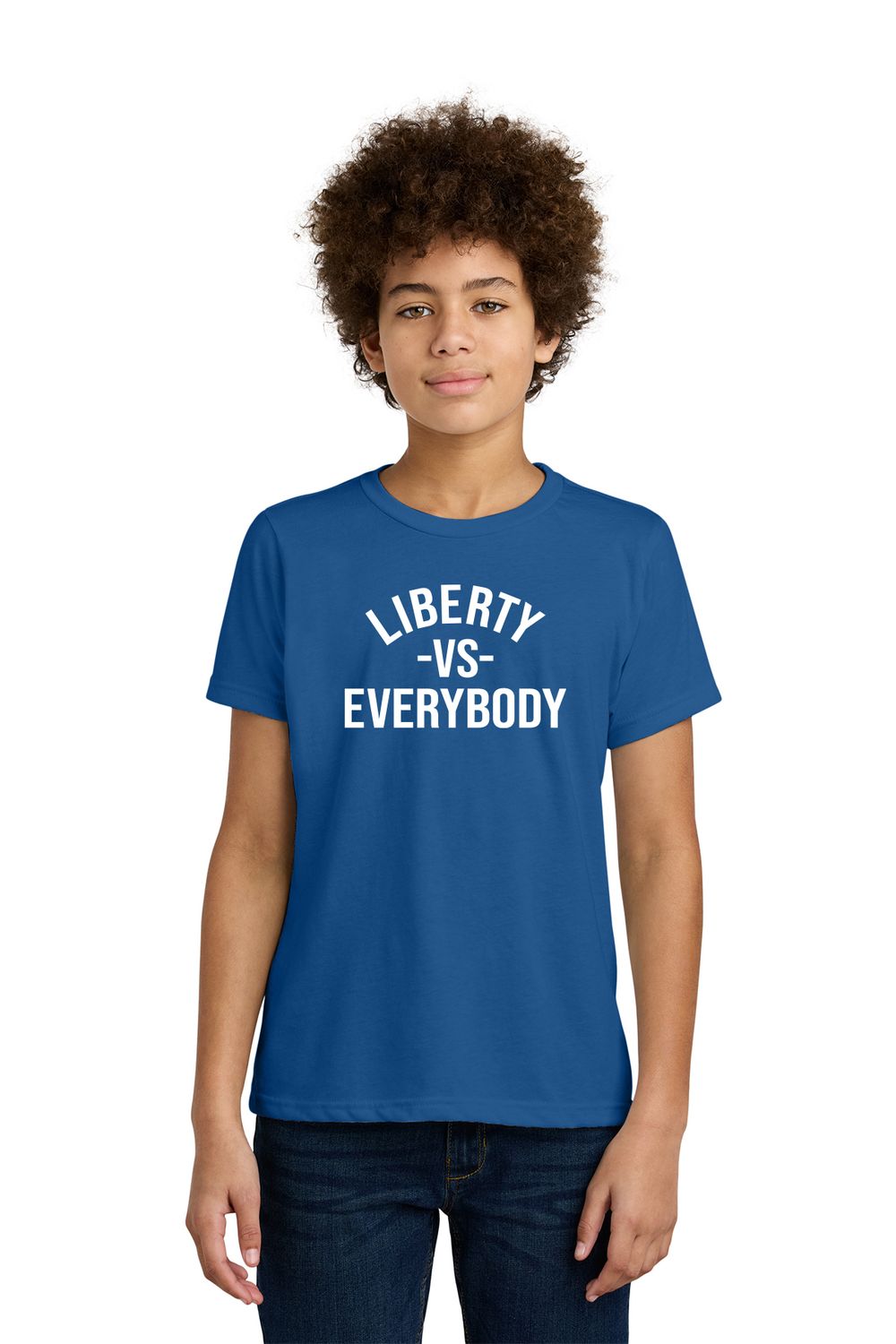 LIBERTY VS EVERYBODY Next Level Youth CVC Cotton Tee - Royal LIBERTY VS EVERYBODY Next Level Youth CVC Cotton Tee - Royal