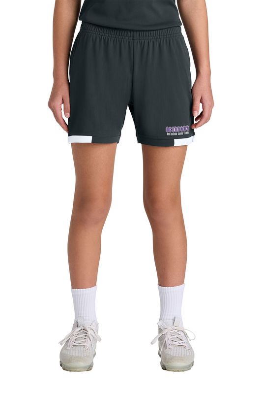 Sport-Tek Youth Club 5” Short-  Black/White, Iron Grey/White