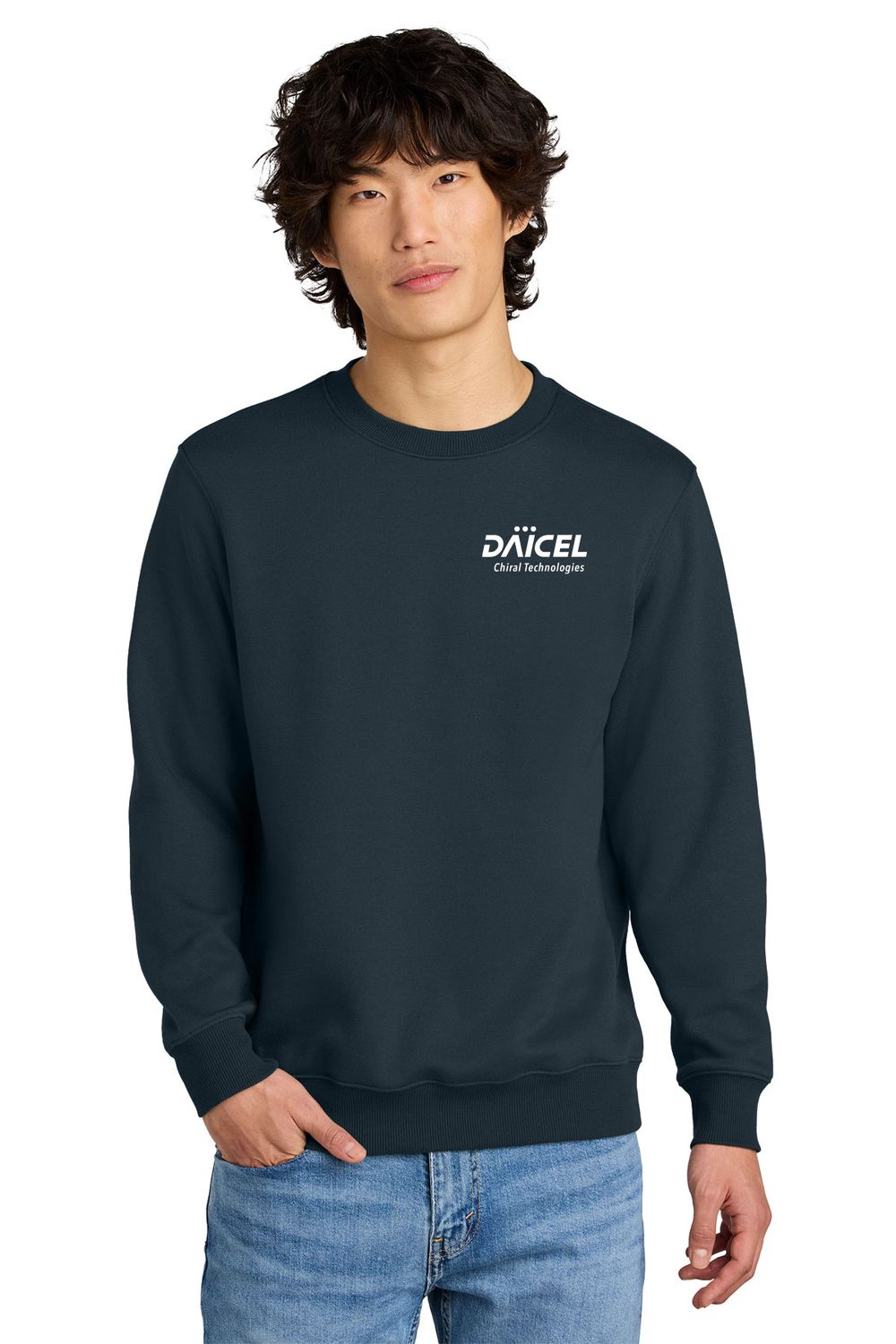District Perfect Weight Fleece Crew- Navy, Steel Grey District Perfect Weight Fleece Crew- Navy, Steel Grey