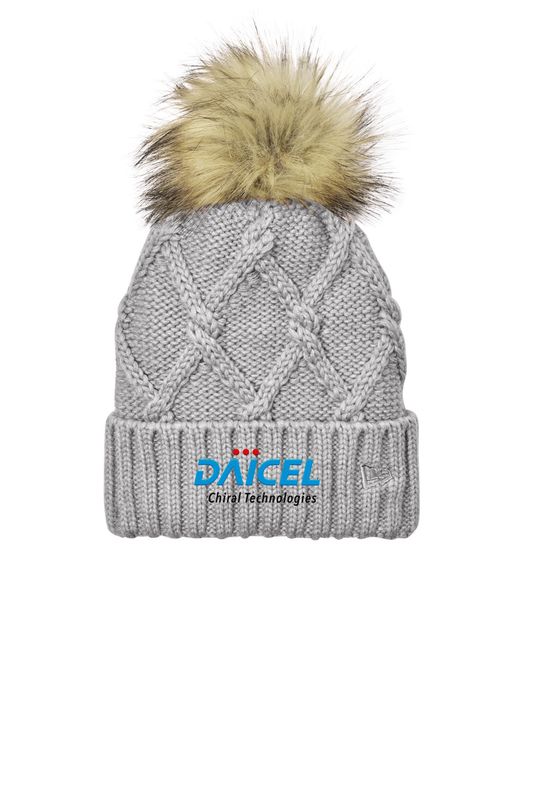 New Era Faux Fur Pom Beanie- Navy, Heather Grey