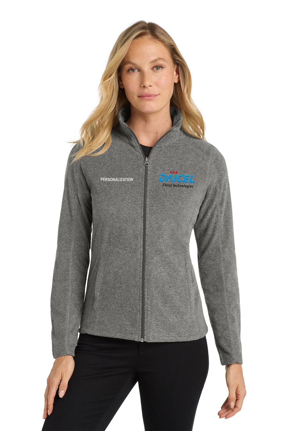 Port Authority Women's Heather Microfleece Full-Zip Jacket- Navy, Pearl Grey