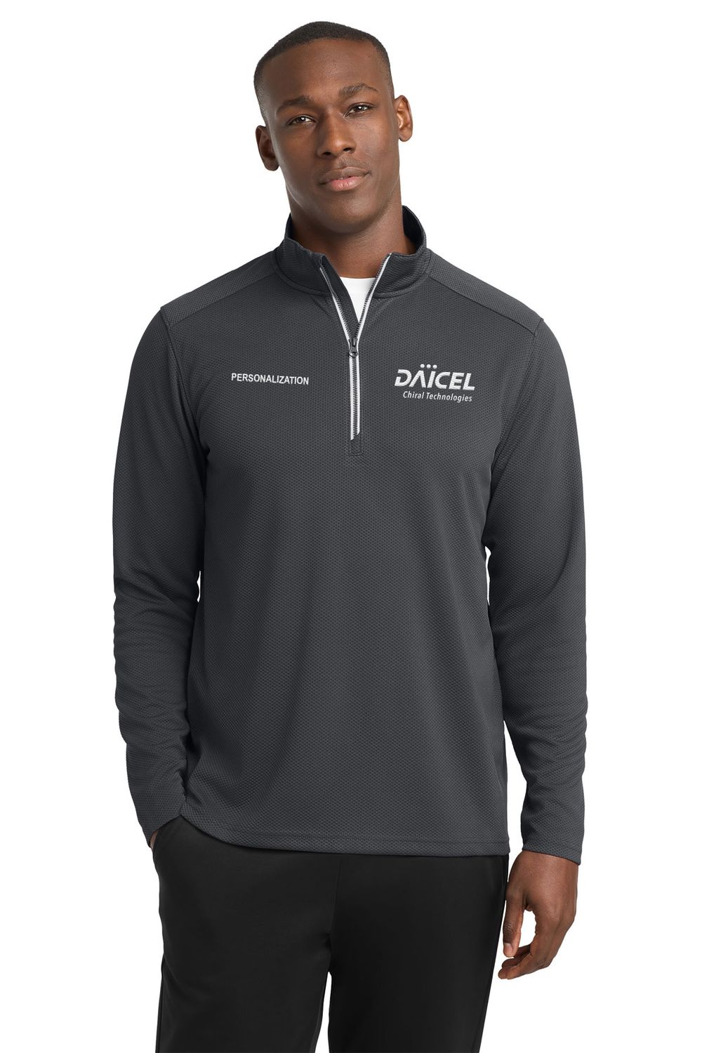 Sport-Tek Textured 1/4-Zip Pullover - Dark Grey, Navy