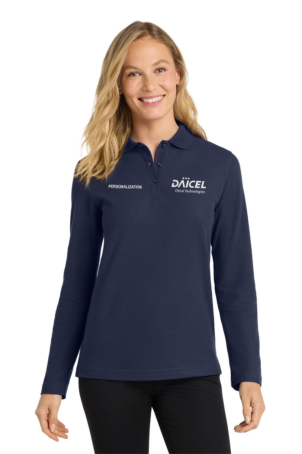 Ladies Silk Touch Long Sleeve Polo- Navy Ladies Silk Touch Long Sleeve Polo- Navy