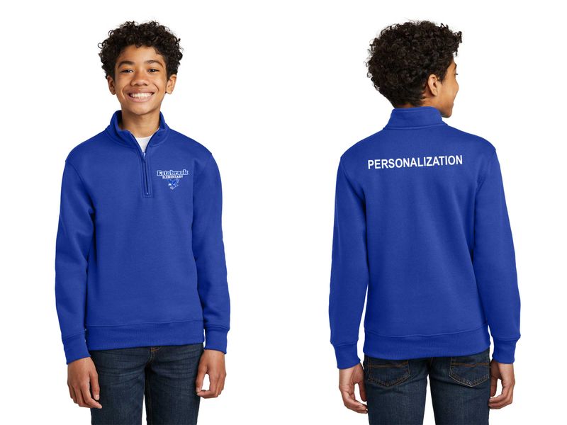 Port & Co Youth Core Fleece 1/4-Zip Pullover Sweatshirt- Royal, Athletic Heather