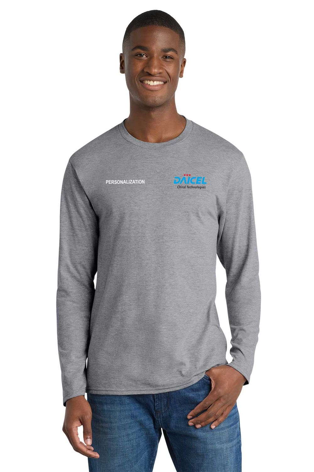 Adult Long Sleeve Cotton Tee (Extended sizes available)- Navy, Athletic Heather