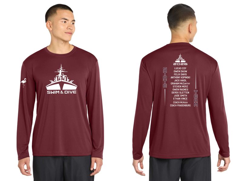 Adult Long Sleeve Performance T-Shirt- Maroon