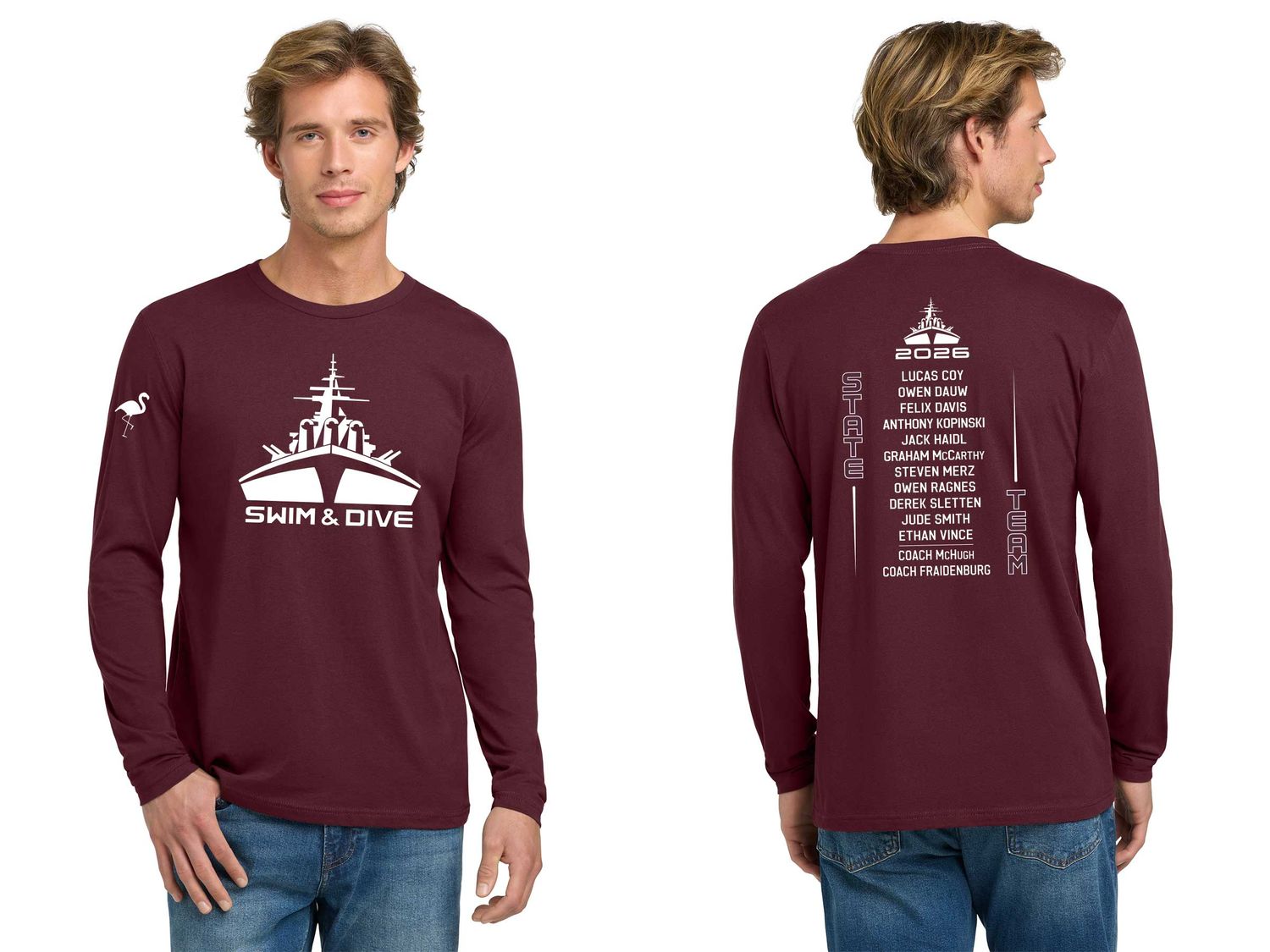 Adult Next Level Apparel Cotton Long Sleeve Tee- Maroon Adult Next Level Apparel Cotton Long Sleeve Tee- Maroon