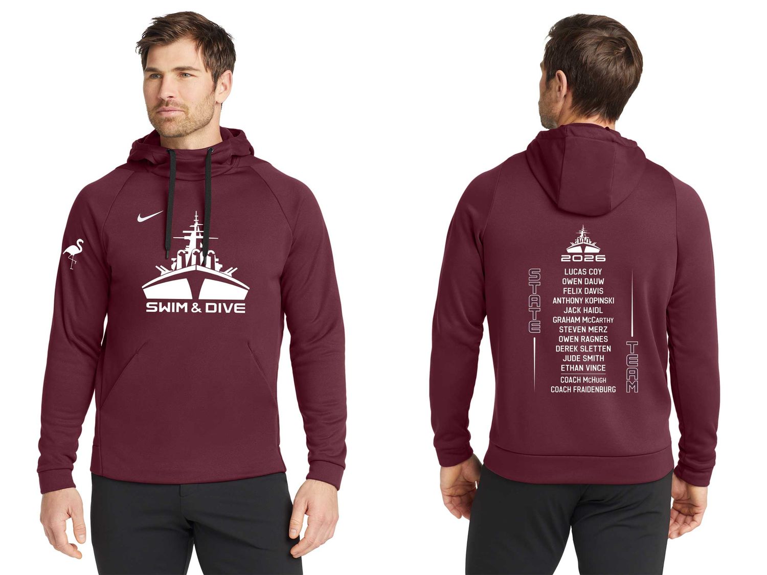 Adult Nike Therma-FIT Pullover Fleece Hoodie- Maroon Adult Nike Therma-FIT Pullover Fleece Hoodie- Maroon