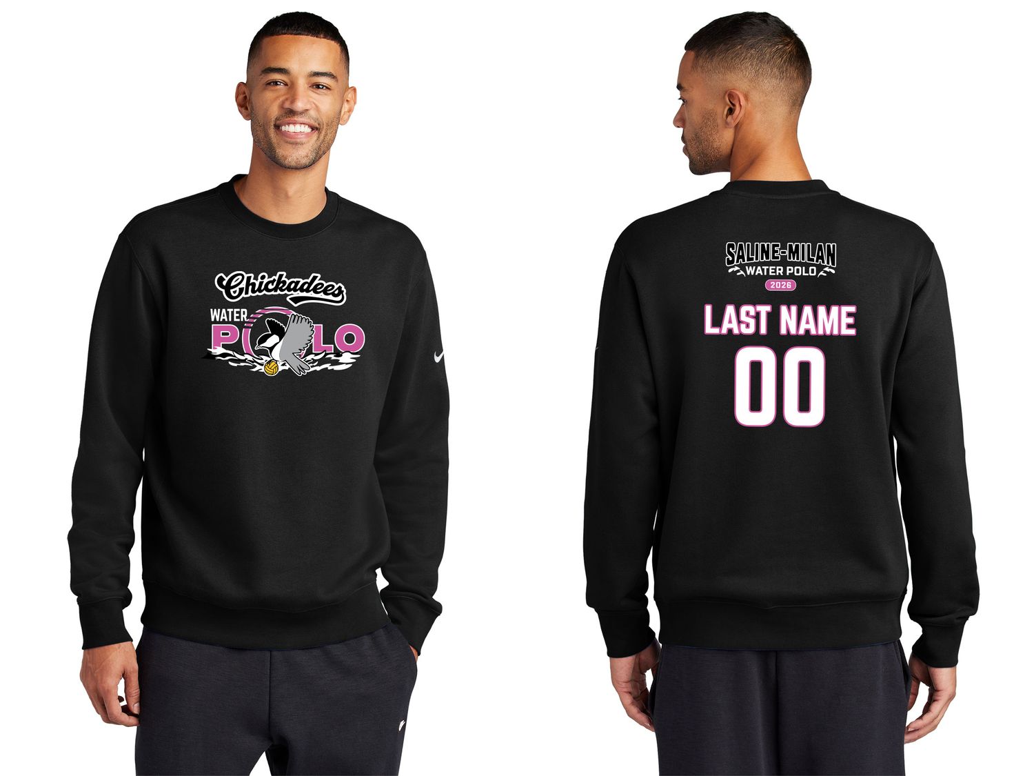 Nike Club Fleece Crew-Black, Dark Grey Heather, White