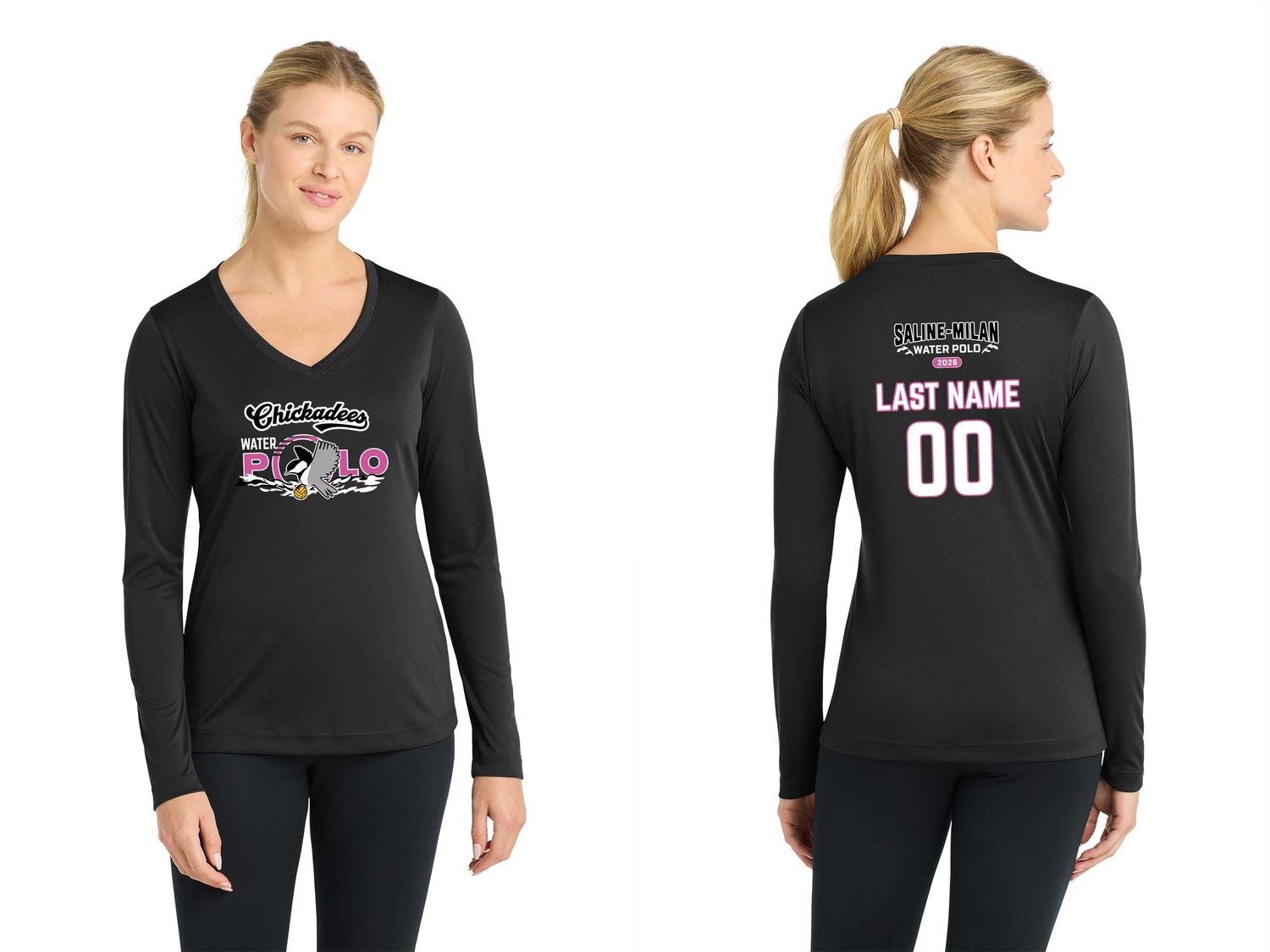 Ladies Long Sleeve Performance Tee- Grey, Black, White