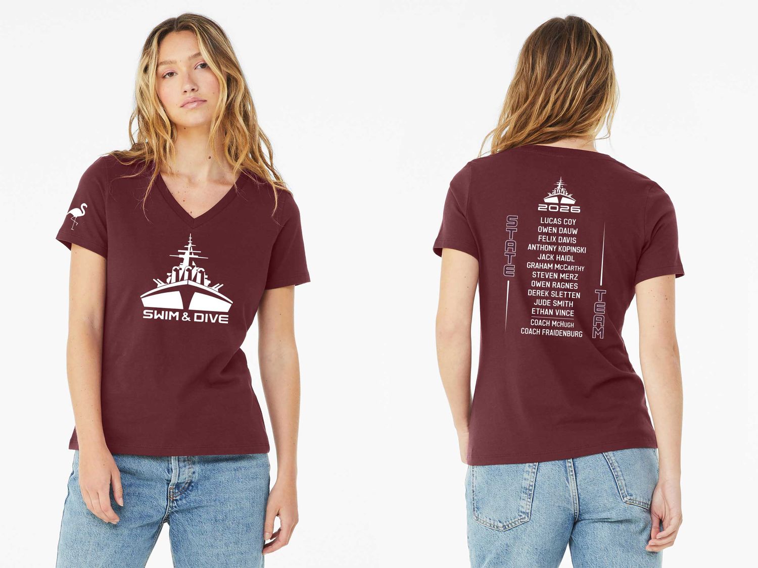 BELLA+CANVAS Women’s Relaxed Jersey Short Sleeve V-Neck Tee- Maroon