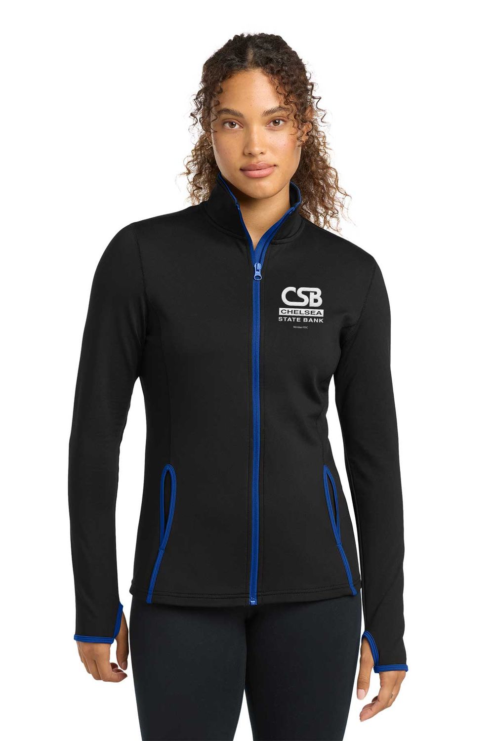 NEW Ladies Performance Stretch Contrast Full-Zip Jacket-Black/ Grey, Black/Blue, Charcoal Grey/Hether Grey