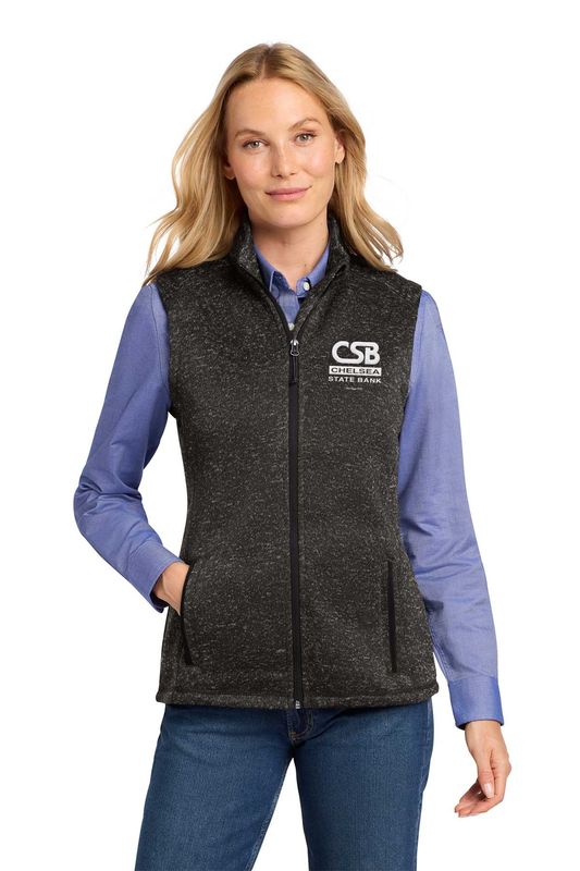 NEW Port Authority Women's Sweater Fleece Vest- Black Heather, Grey Heather