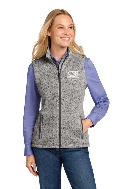 NEW Port Authority Women's Sweater Fleece Vest- Black Heather, Grey Heather