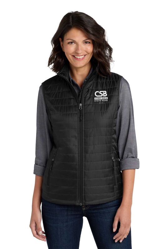 NEW Port Authority Women's Packable Puffy Vest- Black, Sterling Grey