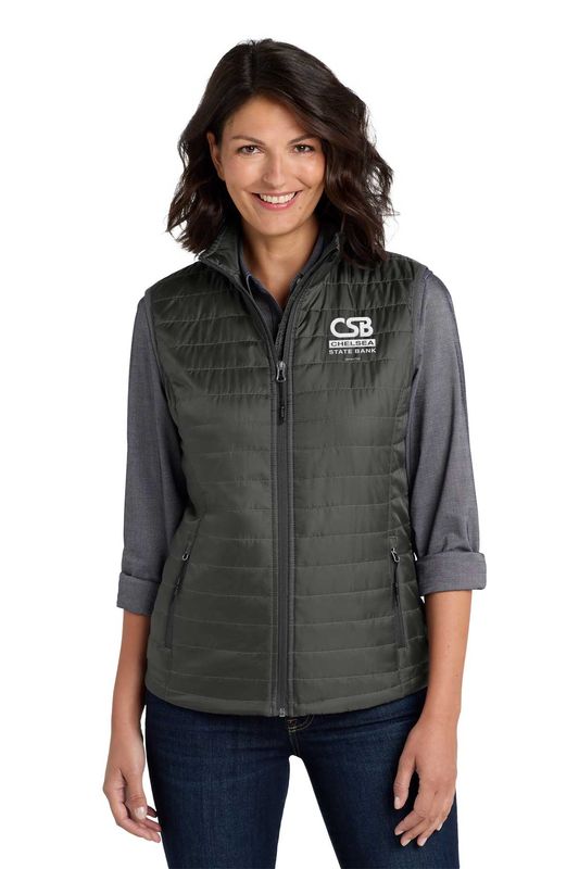 NEW Port Authority Women's Packable Puffy Vest- Black, Sterling Grey