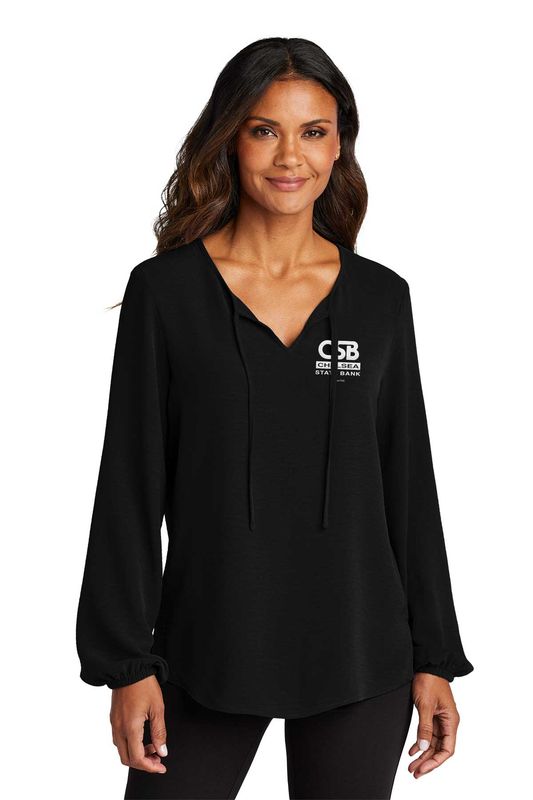 NEW Port Authority Women's Textured Crepe Blouse- Black