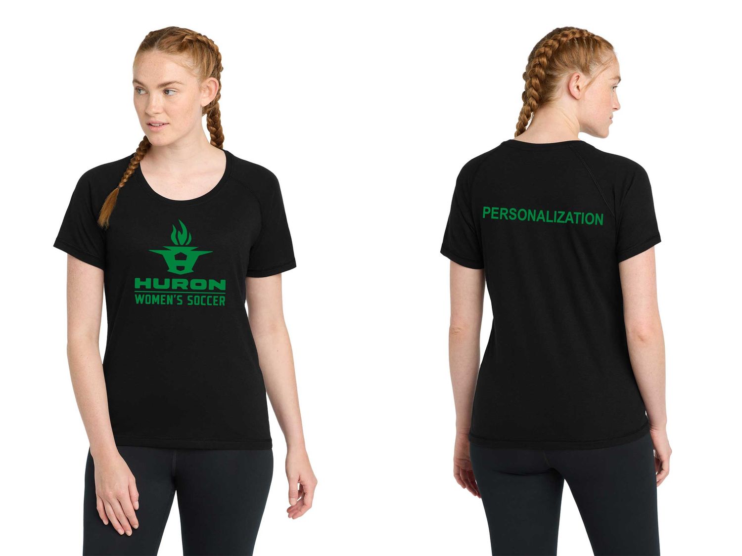 Ladies Tri-Blend Wicking Scoop Neck Raglan Tee-Black, Dark Grey Heather